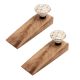 2 Pieces Cream & White Golden Checkerboard Ceramic Wooden Door Stopper
